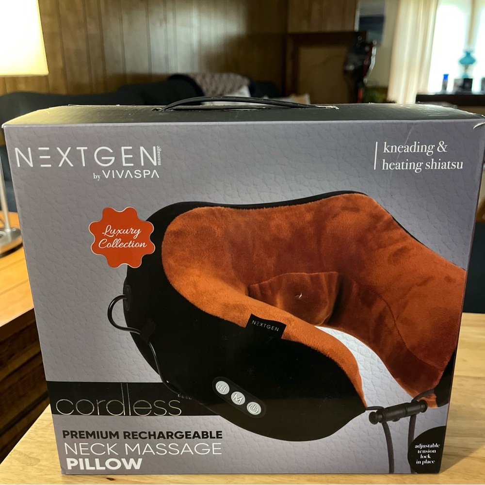 Cordless Neck Massage Pillow - Black and Orange